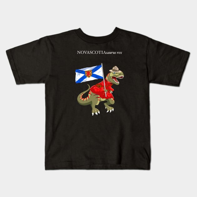 Clanosaurus Rex NOVASCOTIAsaurus rex Nova Scotia Canada Flag Tyrannosaurus Rex Kids T-Shirt by BullShirtCo
